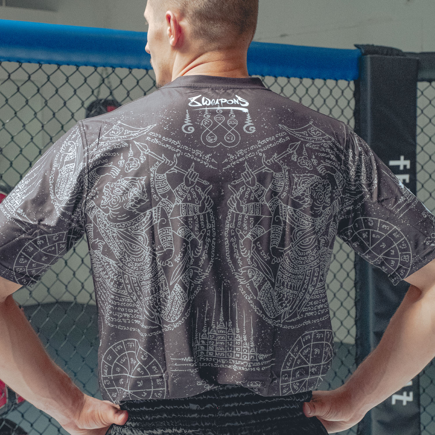 8 WEAPONS Functional T-Shirt, Hanuman Yant, schwarz-grau, XXL