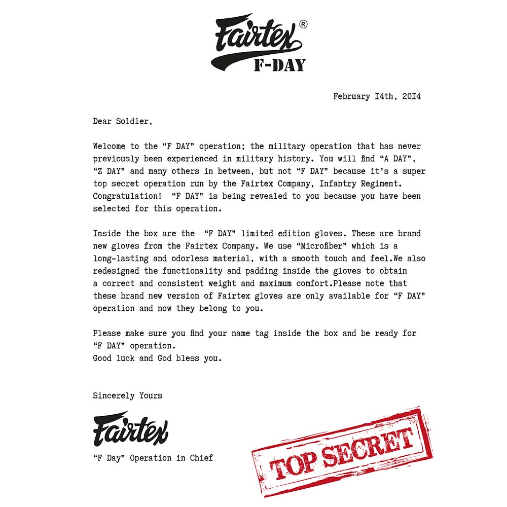 Fairtex Boxing Gloves, BGV11, F-Day, 12 Oz
