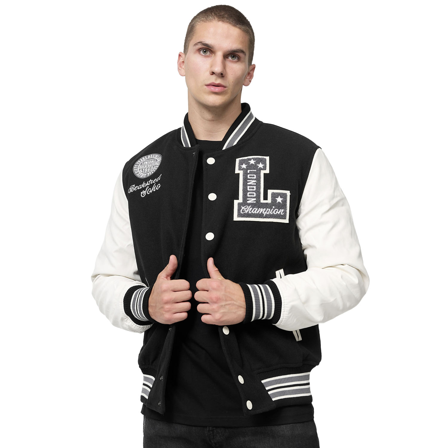 Lonsdale Jacket, Waterstein, black-white, XL