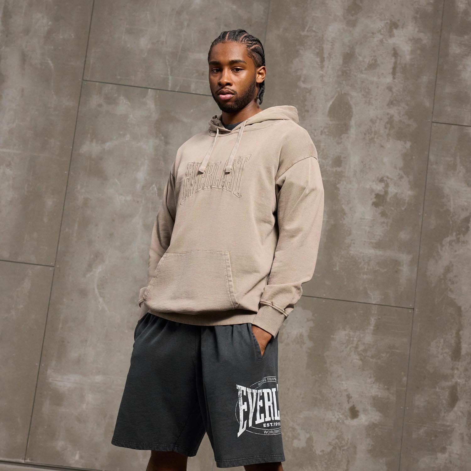 Everlast Hoody, Washed EMB, sand, XXL