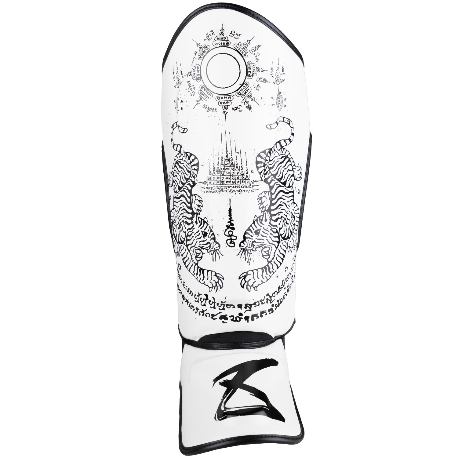 8 WEAPONS Schienbeinschoner, Sak Yant Tiger, weiß-schwarz, M