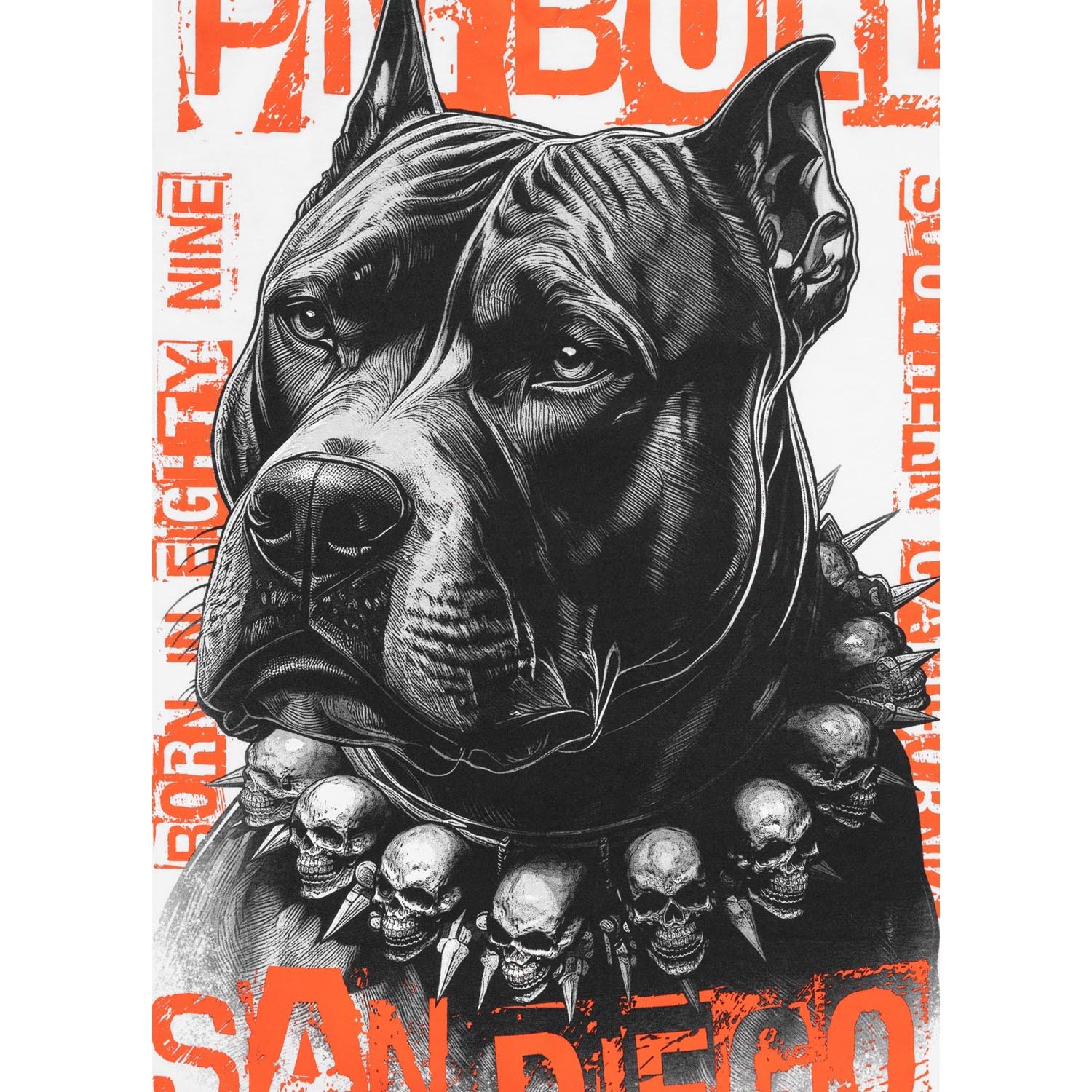 Pit Bull West Coast T-Shirt, Blacky, white-orange, XXXL