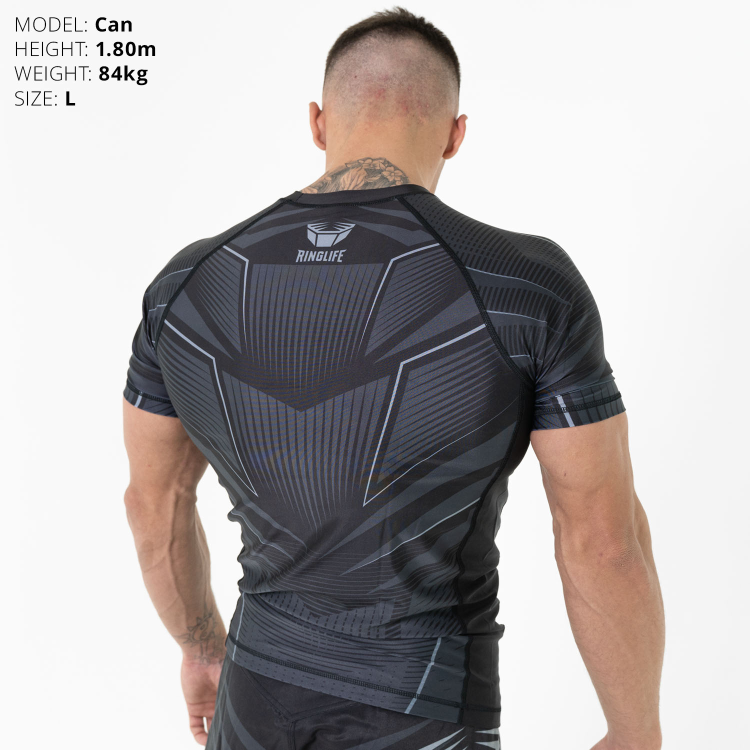 RINGLIFE Rashguard, S/S - Octaring schwarz-grau XL