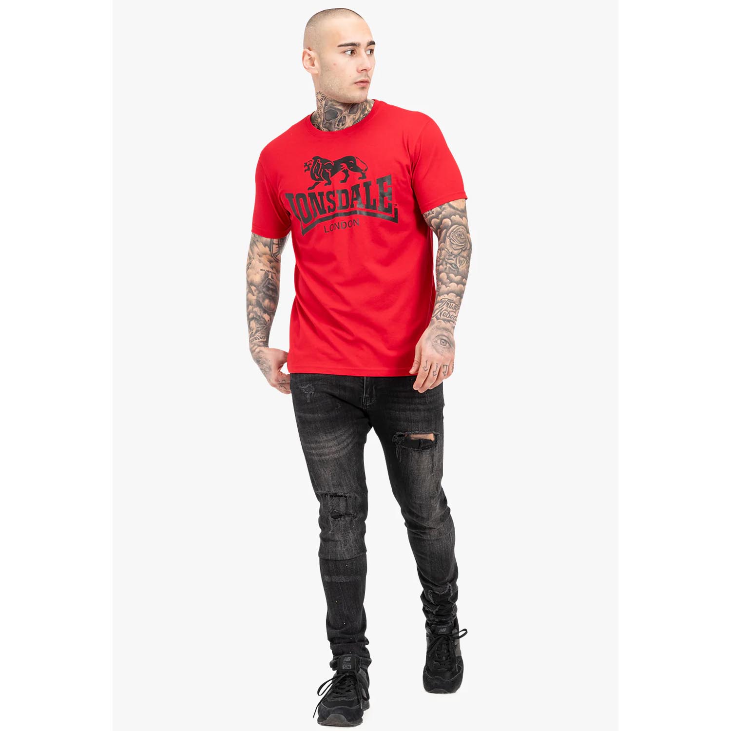 Lonsdale T-Shirt, Logo, rot-schwarz, S