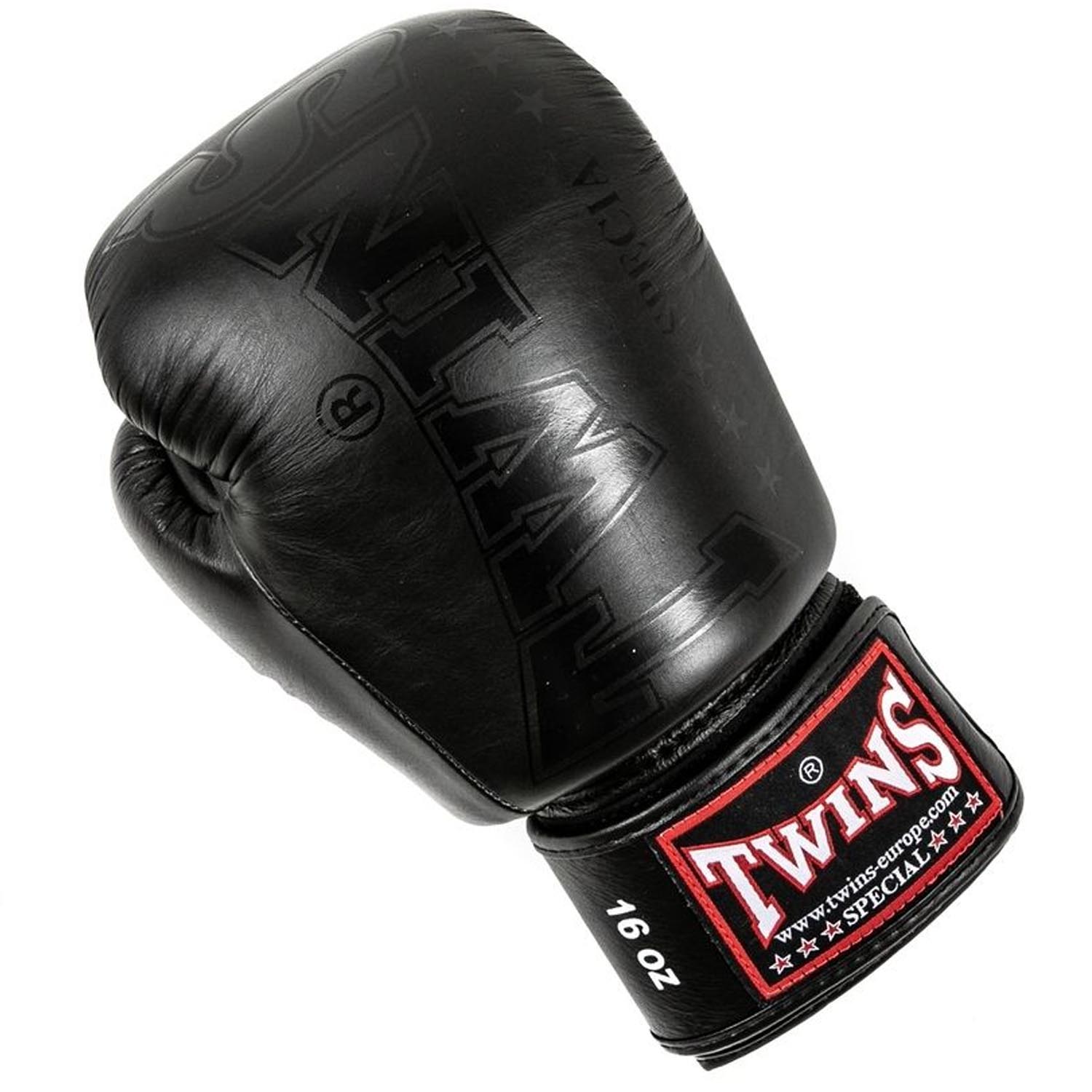 TWINS Special Boxhandschuhe, Leder, BGVL-8, schwarz-matt, 12 Oz