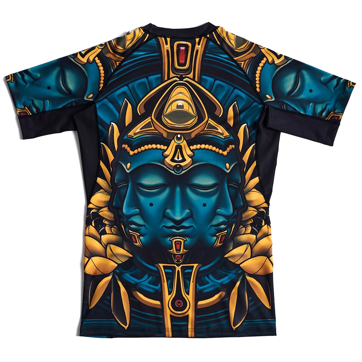 MANTO Rashguard, S/S, Big Buddha, black-blue-gold, XL