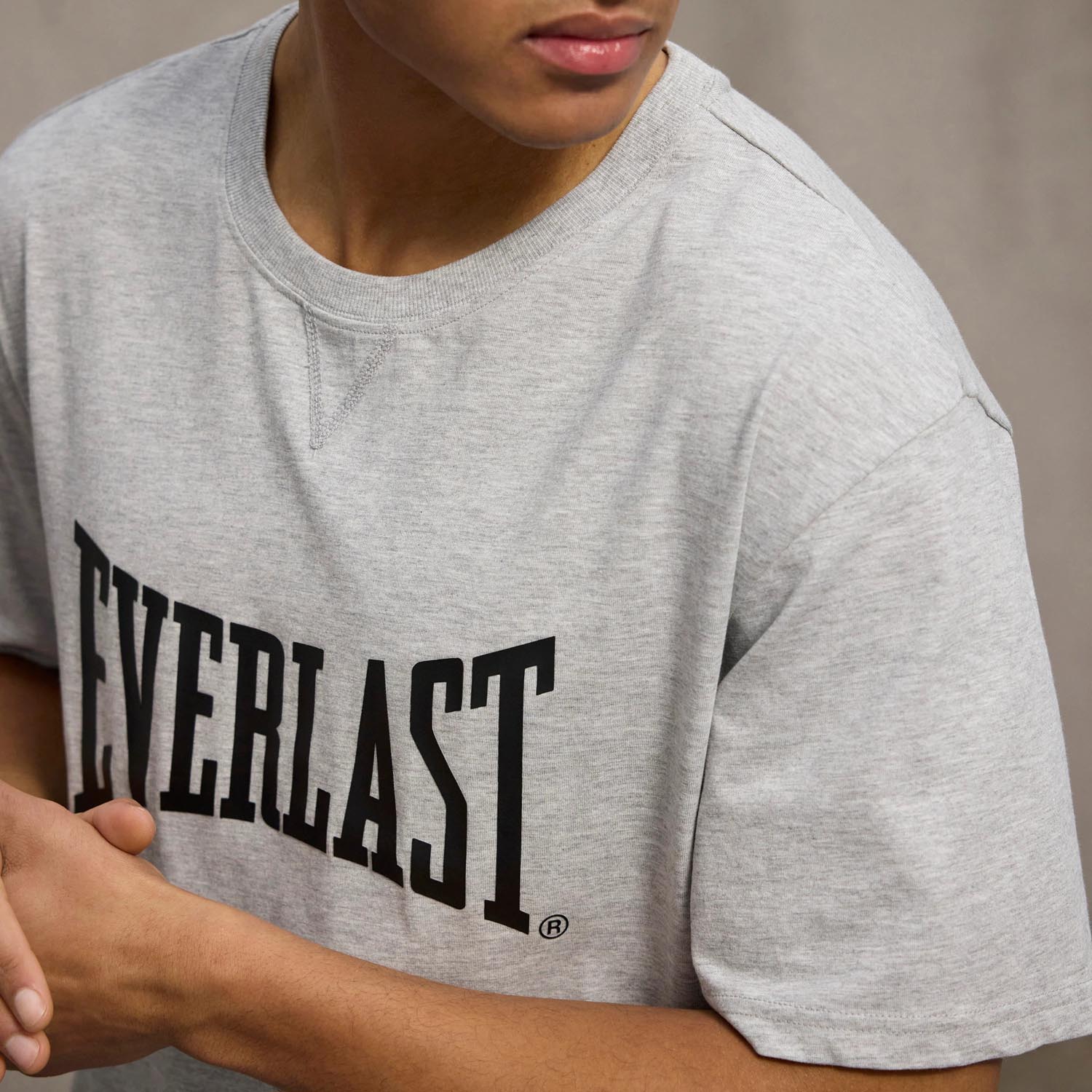 Everlast T-Shirt, Logo Oversized, grey-black, XXL