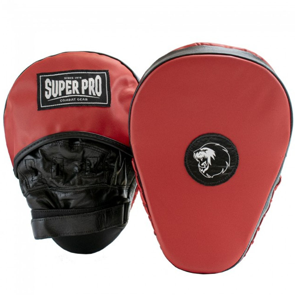 Super Pro Punching Mitts, Hook & Jab, Light Weight Curved, red-black