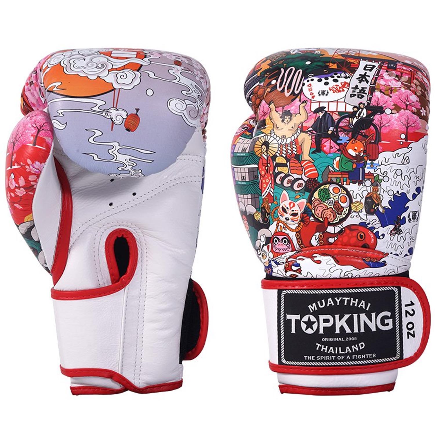 TOP KING BOXING Boxhandschuhe, Japan Culture, weiß-rot, 10 Oz