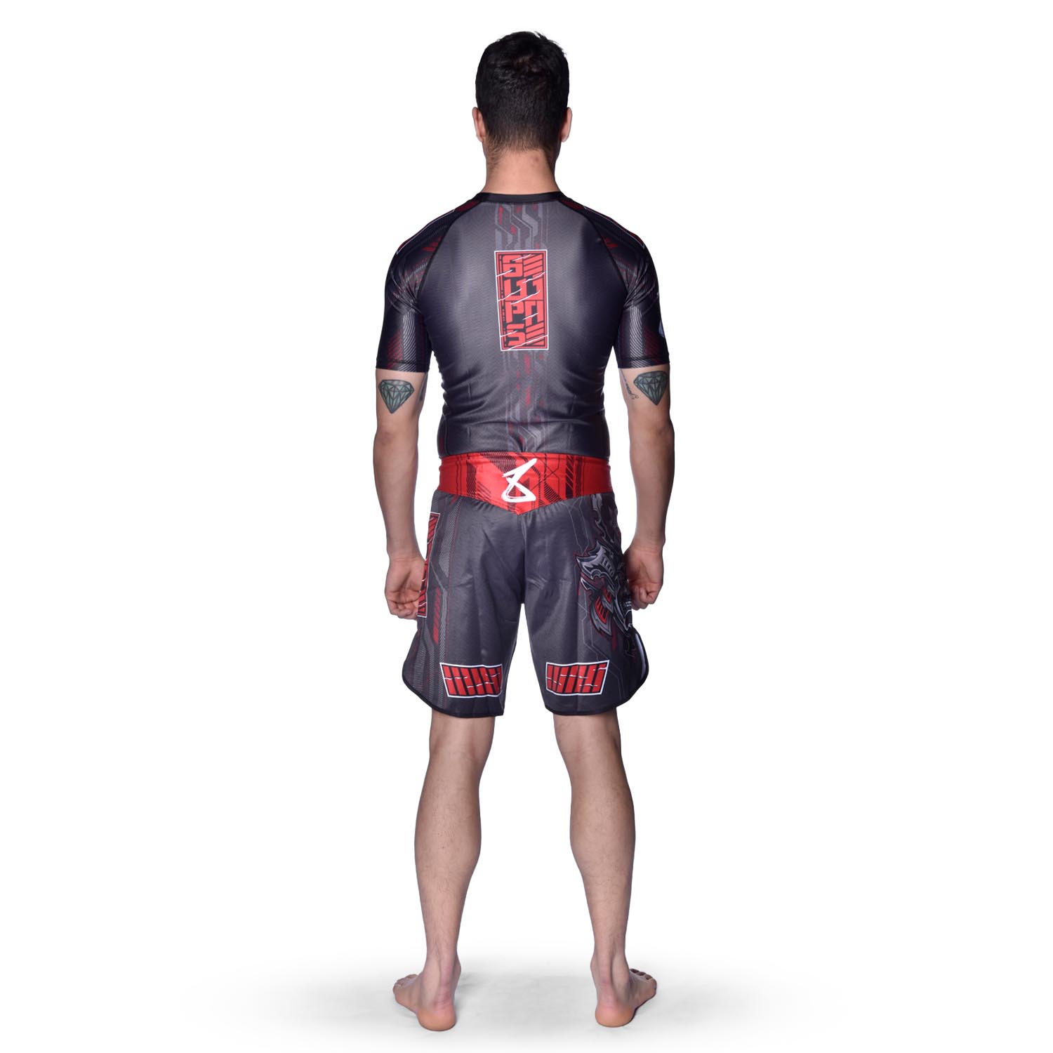 8 WEAPONS Fight Shorts, Samurai 2.0, black-red, XXL