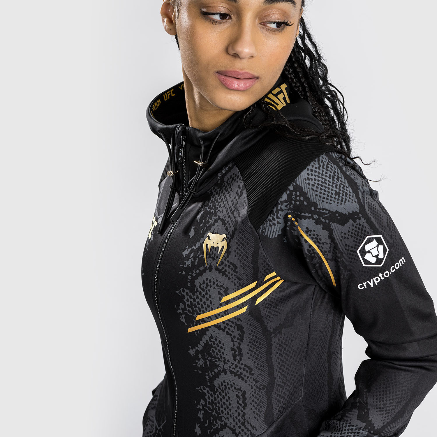 VENUM Zip Hoody, Damen, UFC Fight Night, Adrenaline, schwarz-gold, XS