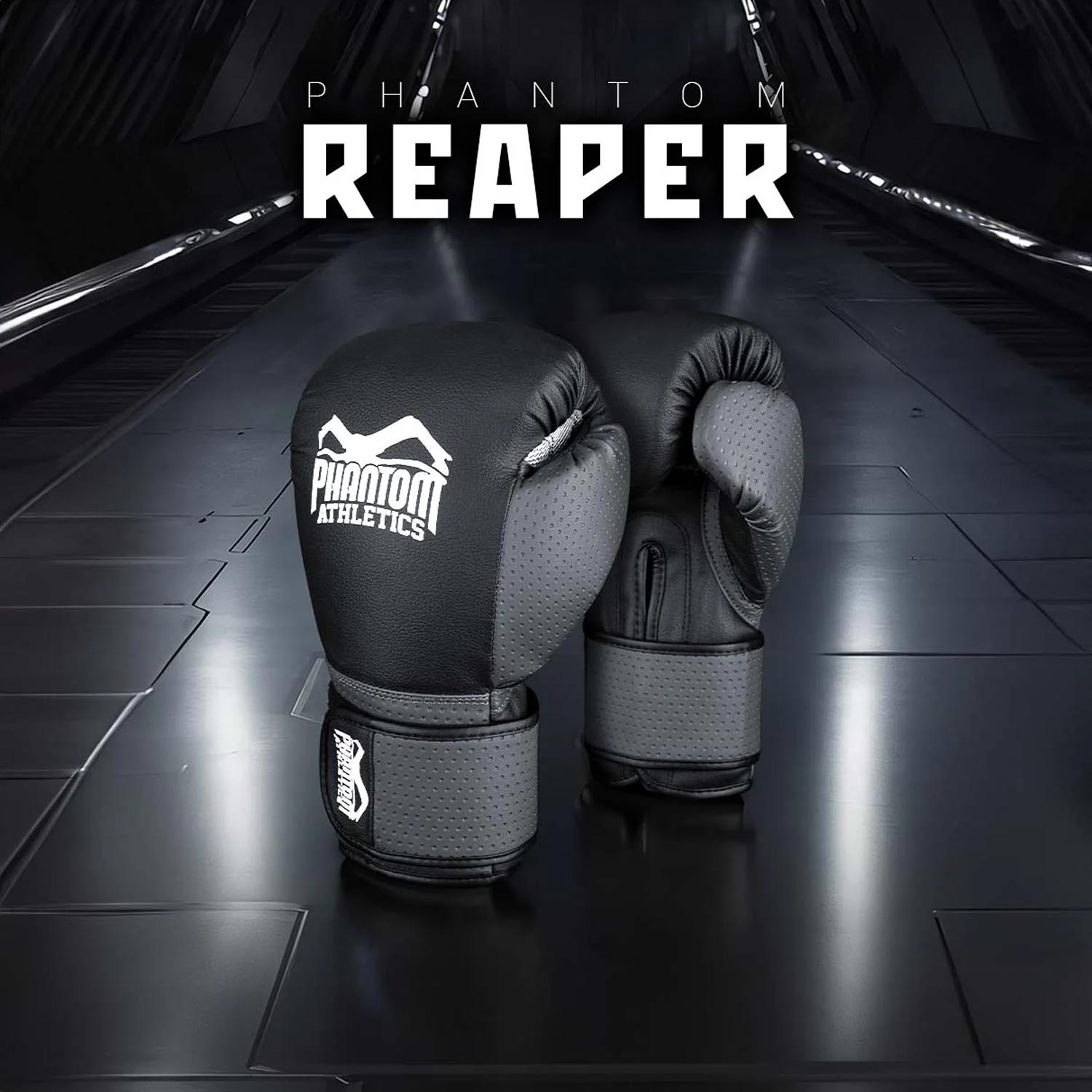 Phantom Athletics Boxing Gloves, Reaper, black, 16 Oz