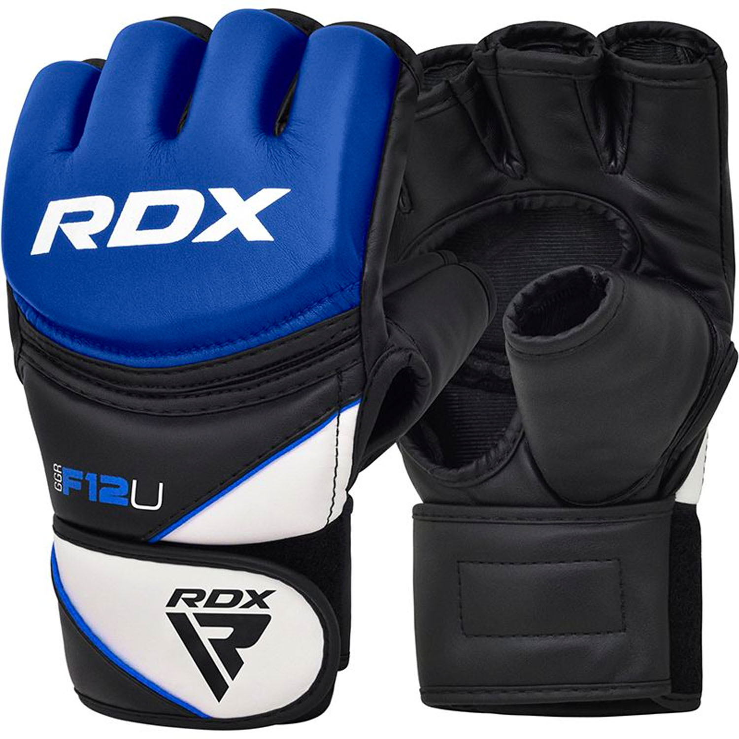 RDX MMA Boxing Gloves, New Model F12, black-blue, M