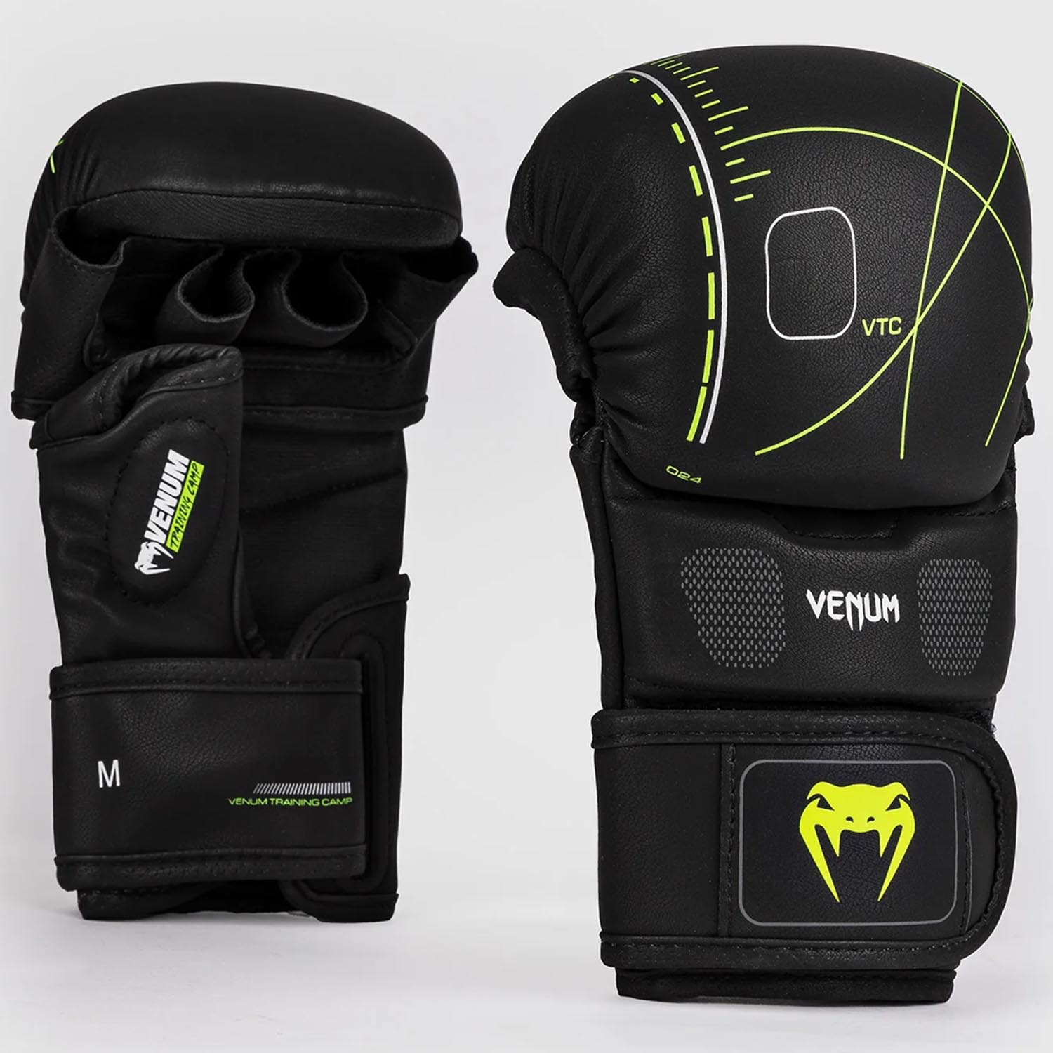 VENUM MMA Sparring Gloves, Training Camp 4.0, black-neon green, L/XL