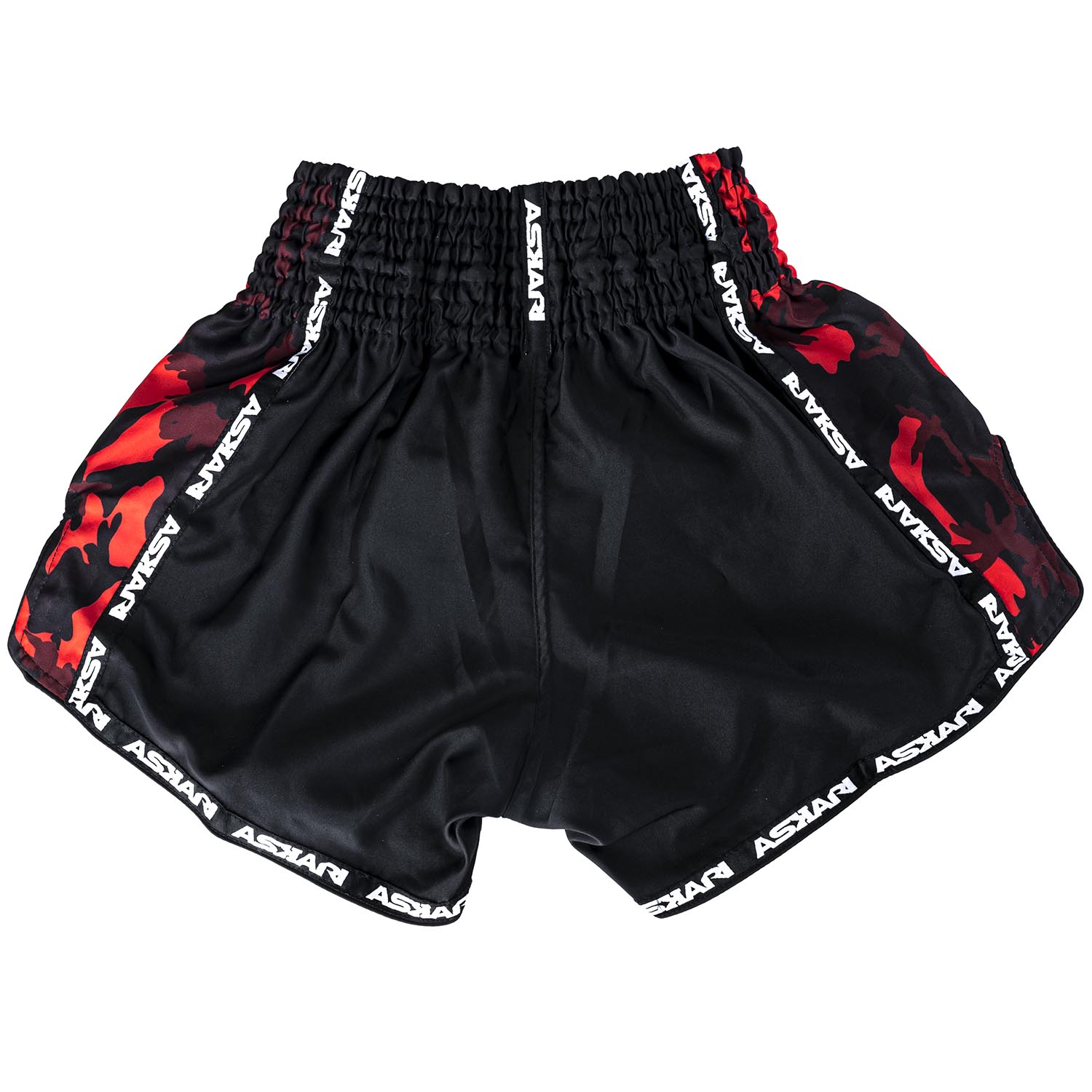 ASKARI Muay Thai Shorts, Sahara, schwarz-rot, S