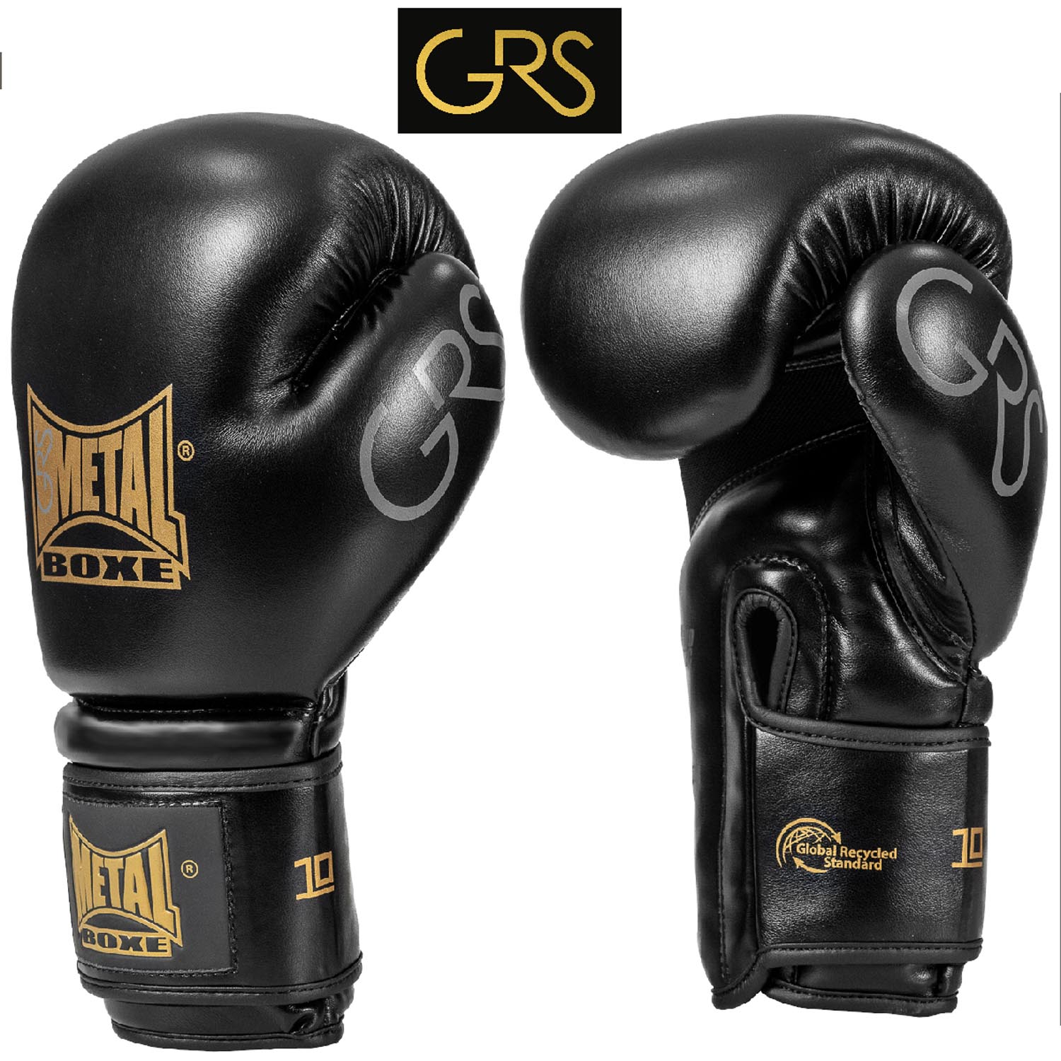 Metal Boxe Boxing Gloves, GRS, black-gold, 16 Oz