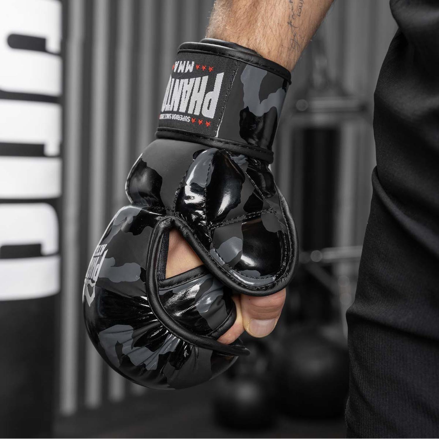 Phantom Athletics MMA Sparring Boxing Gloves, Apex, camo-black, S/M