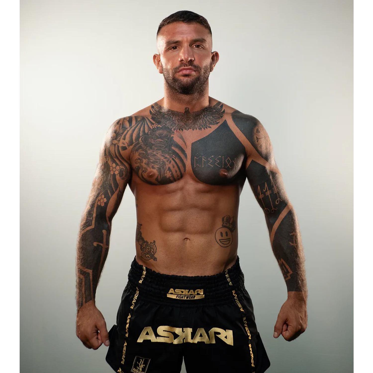 ASKARI Muay Thai Shorts, 24k, black-gold, XXL