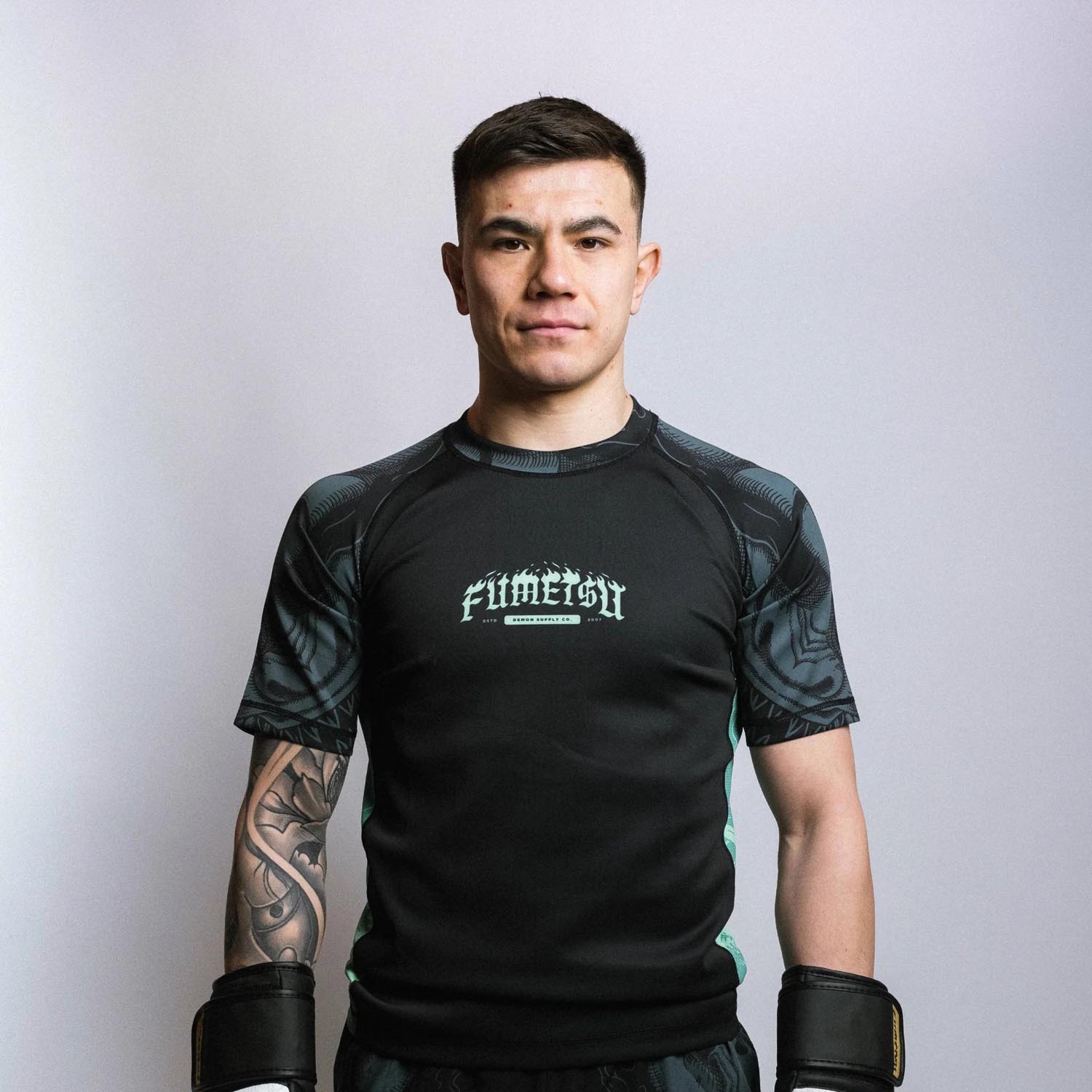 Fumetsu Rashguard, S/S, Oni, black-mint, XXL
