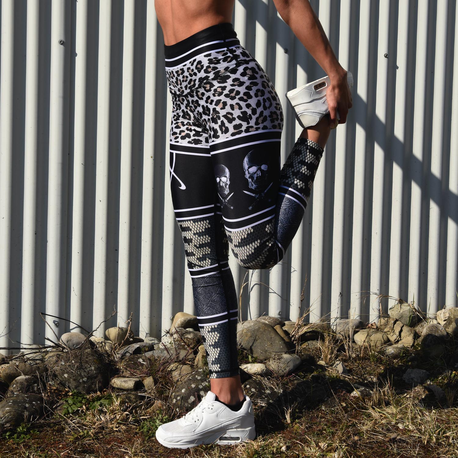 Anarchy Apparel Leggings, Stratum, schwarz-beige, M