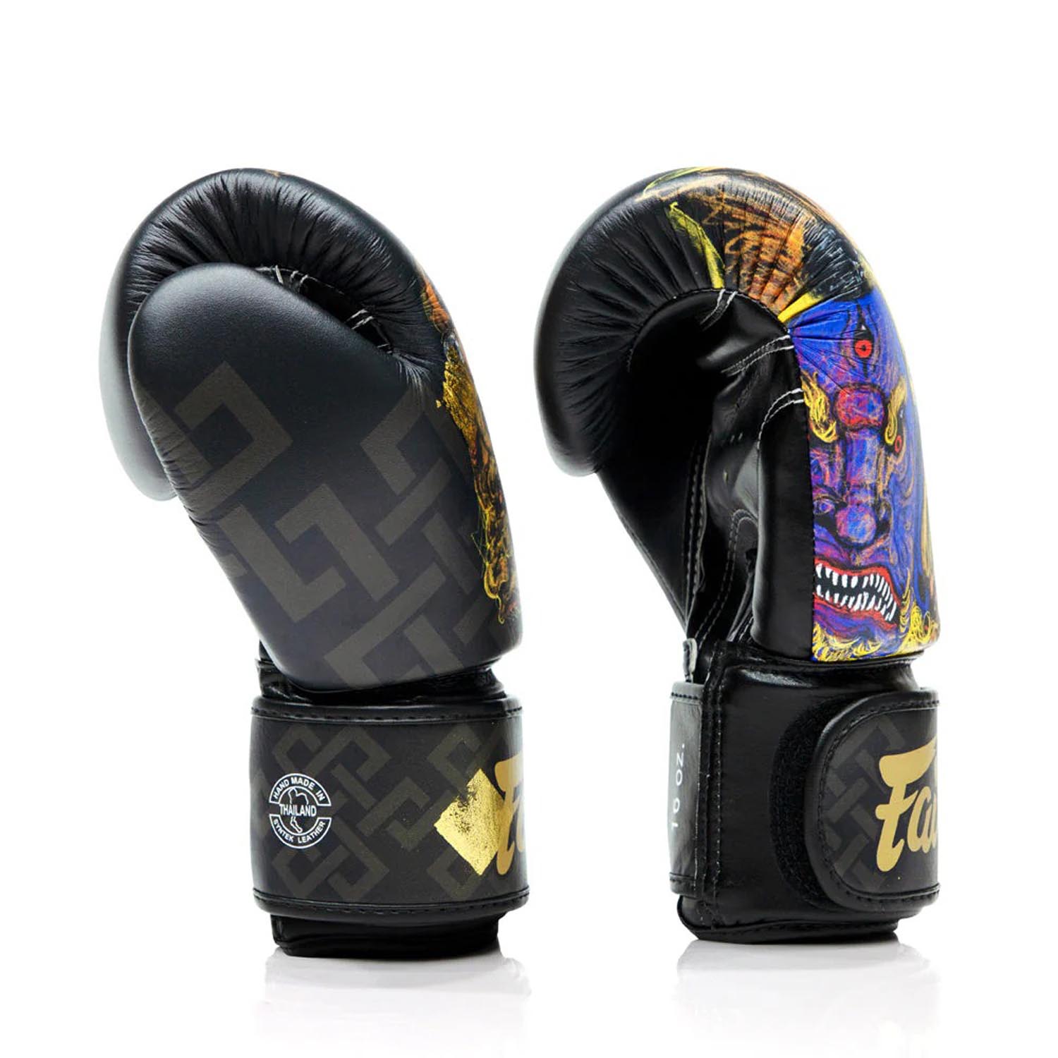 Fairtex Boxing Gloves, Yamantaka, black-gold, 16 Oz