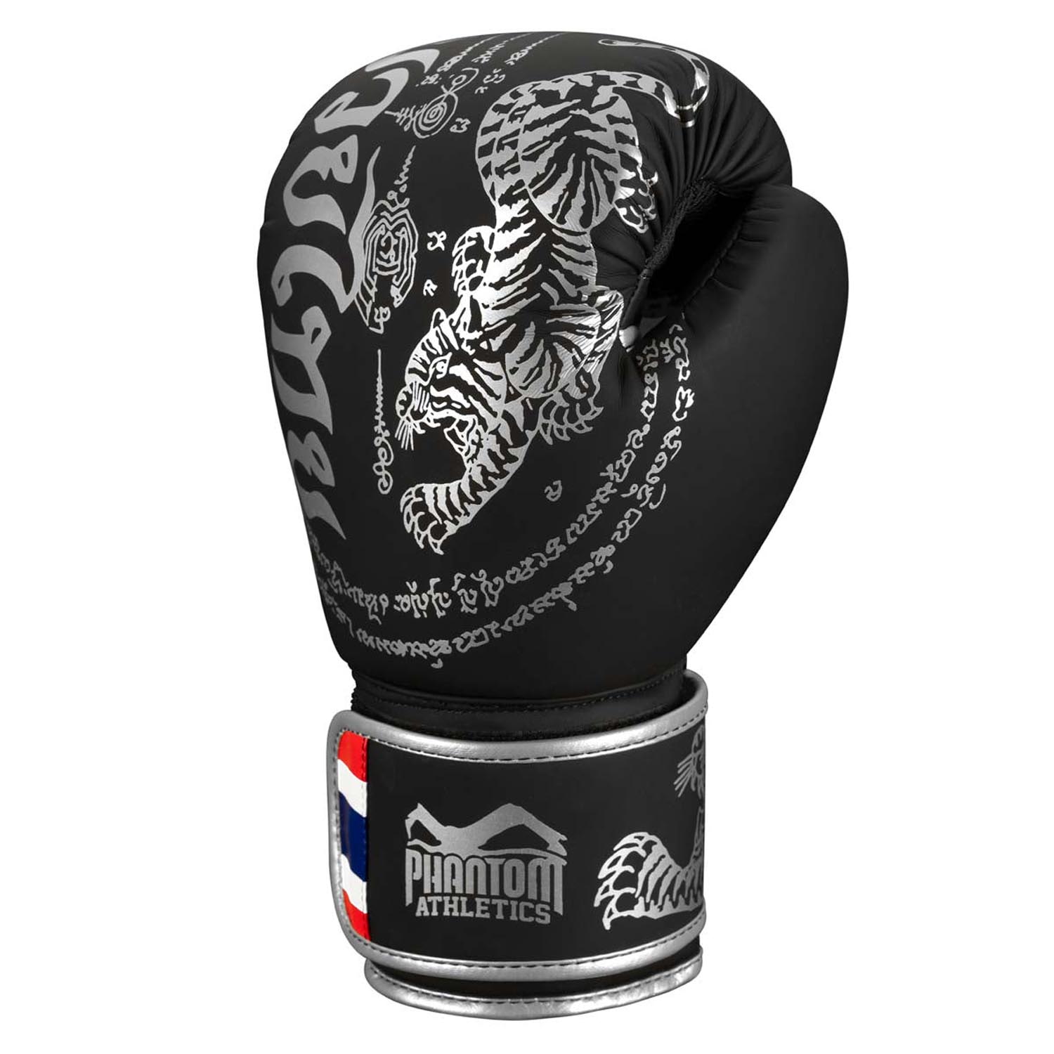 Phantom Athletics Boxing Gloves, Muay Thai, black-silver, 14 Oz