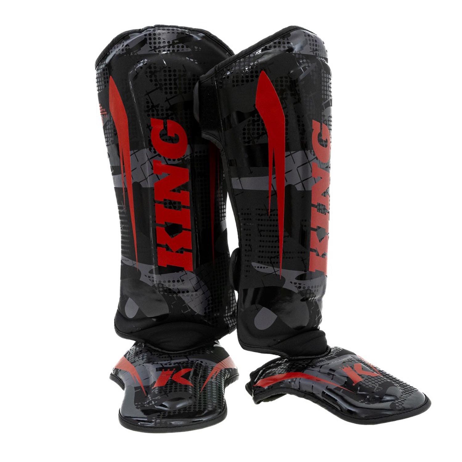 KING PRO BOXING Shin Guard, Shogun 3, black-red, XL