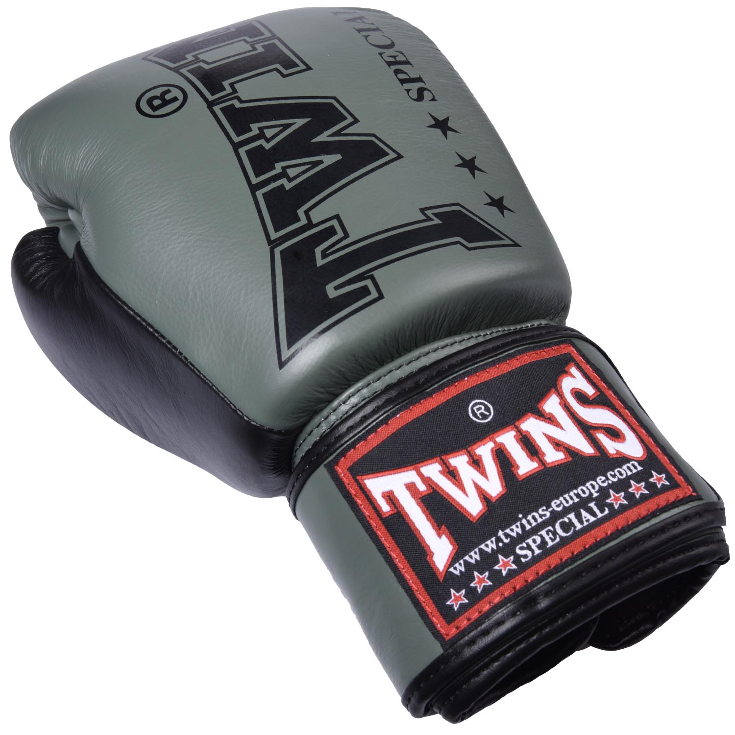 TWINS Special Boxing Gloves, Leather, BGVL-8, green-black, 10 Oz