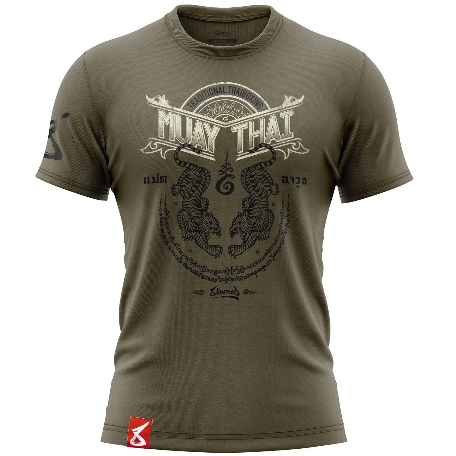 8 WEAPONS T-Shirt, Sak Yant Tigers, olive, L