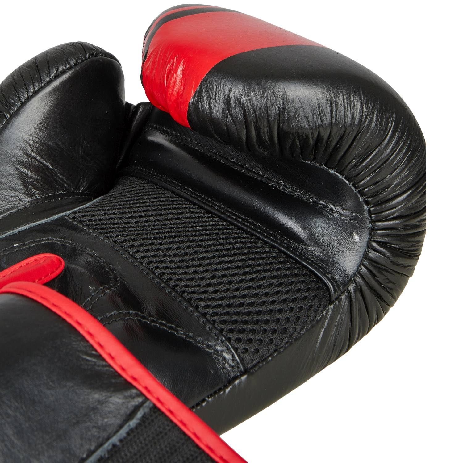PX Boxing Gloves, Leather, black-red, 10 Oz
