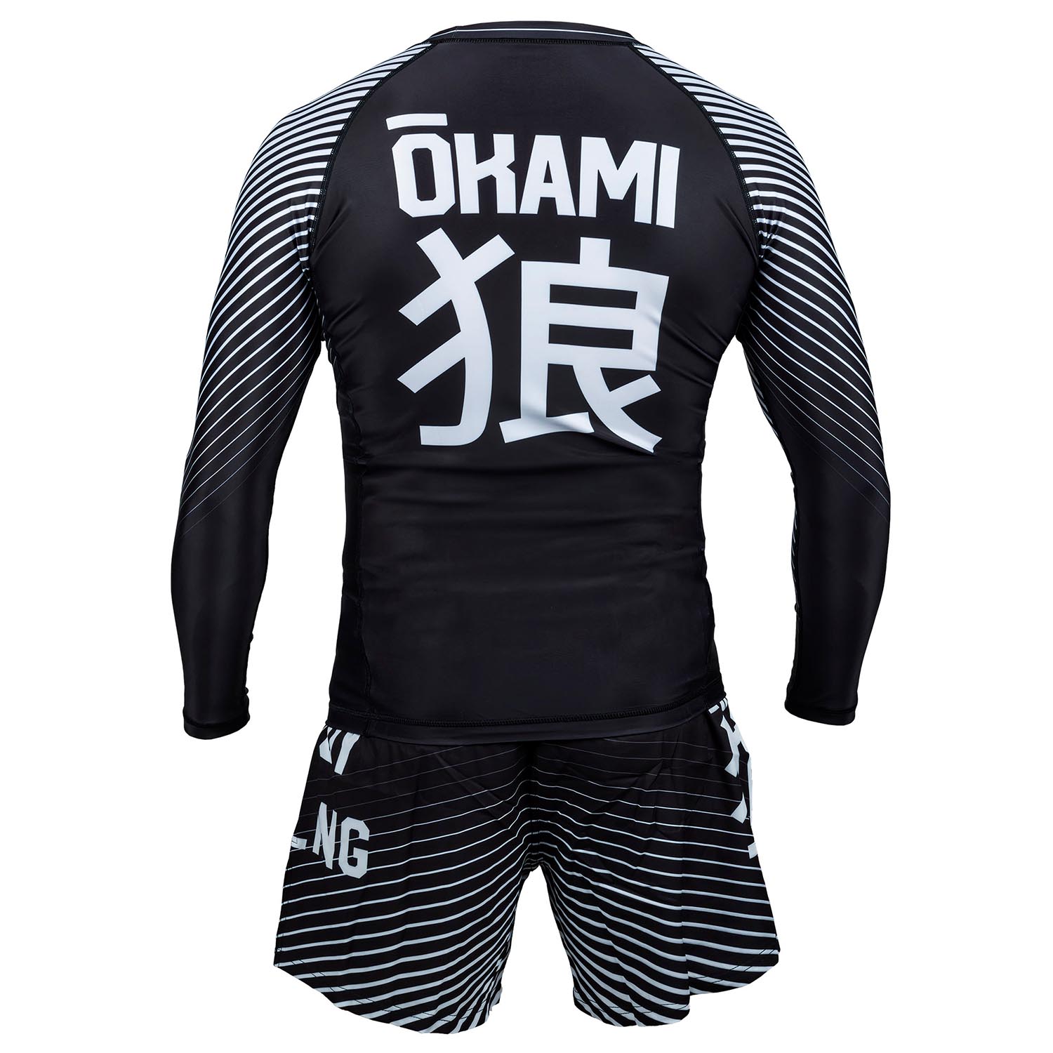 OKAMI MMA Fight Shorts, Big Kanji, black-white, M