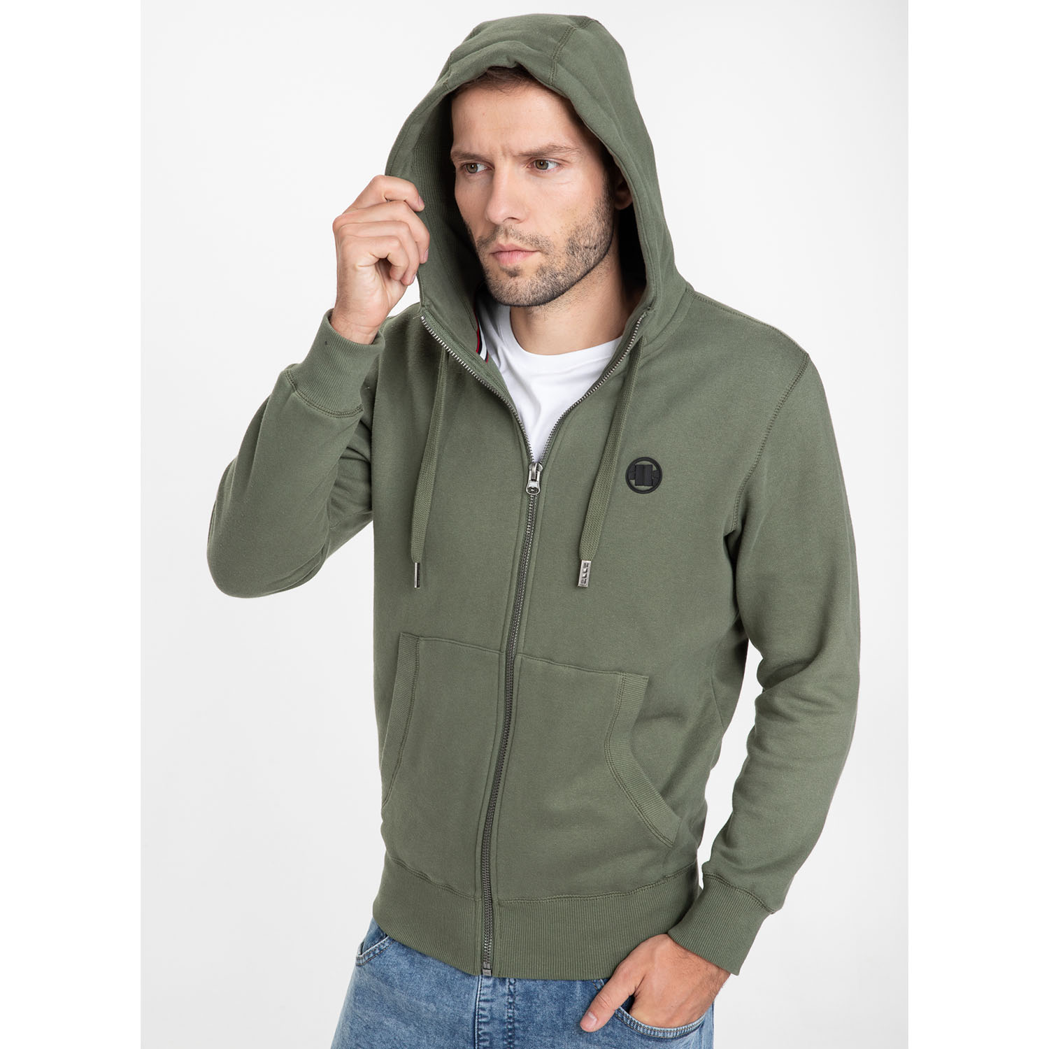 Pit Bull West Coast Zip Hoody, Small Logo, olive M