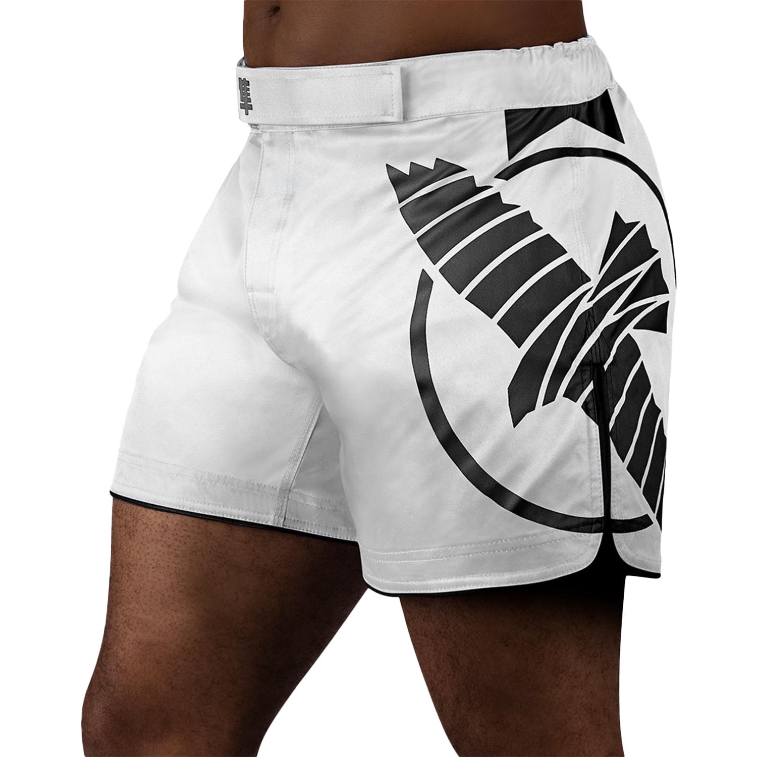 Hayabusa MMA Fight Shorts, Icon, Mid Length, weiß-schwarz, XXL