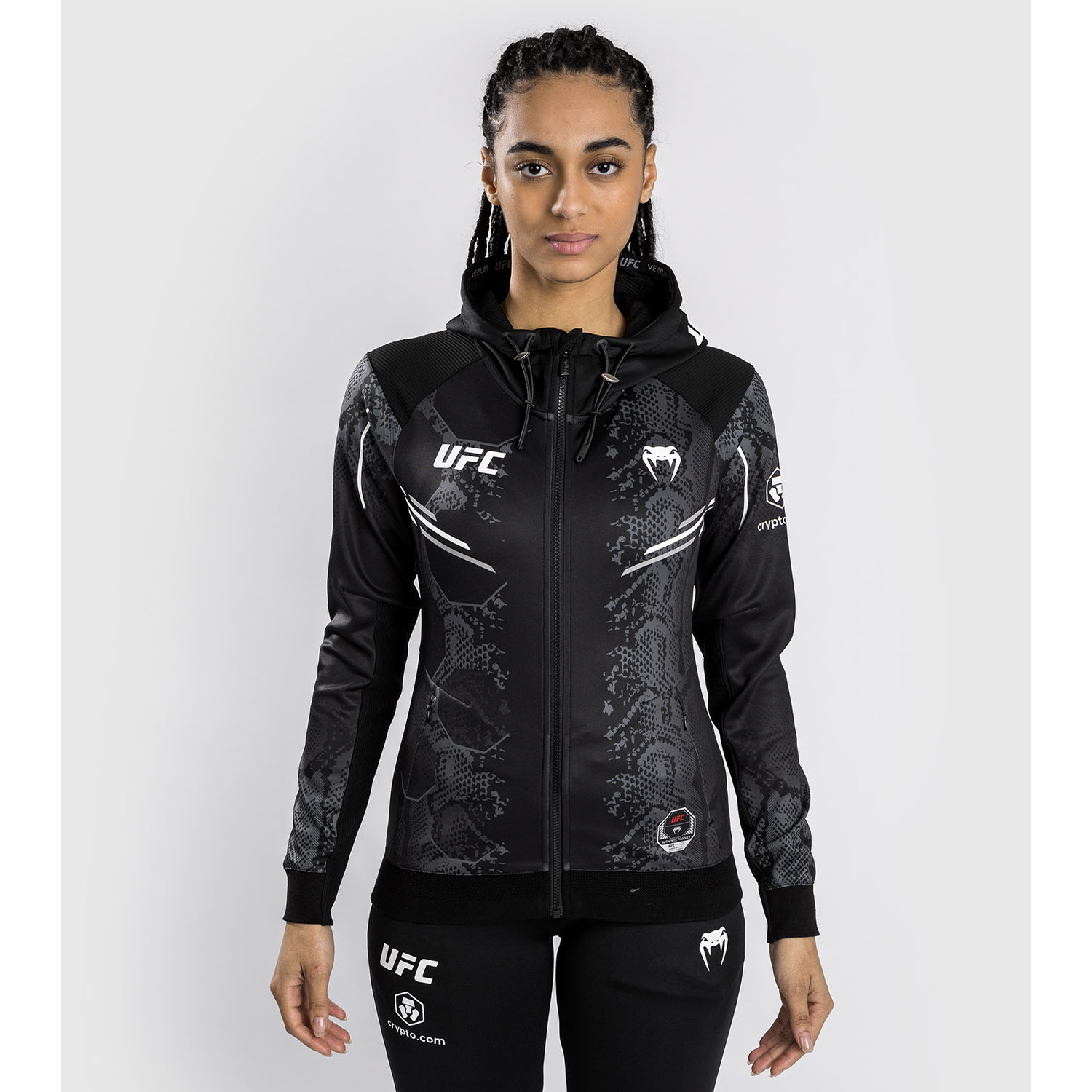 VENUM Zip Hoody, Damen, UFC Fight Night, Adrenaline, schwarz, S