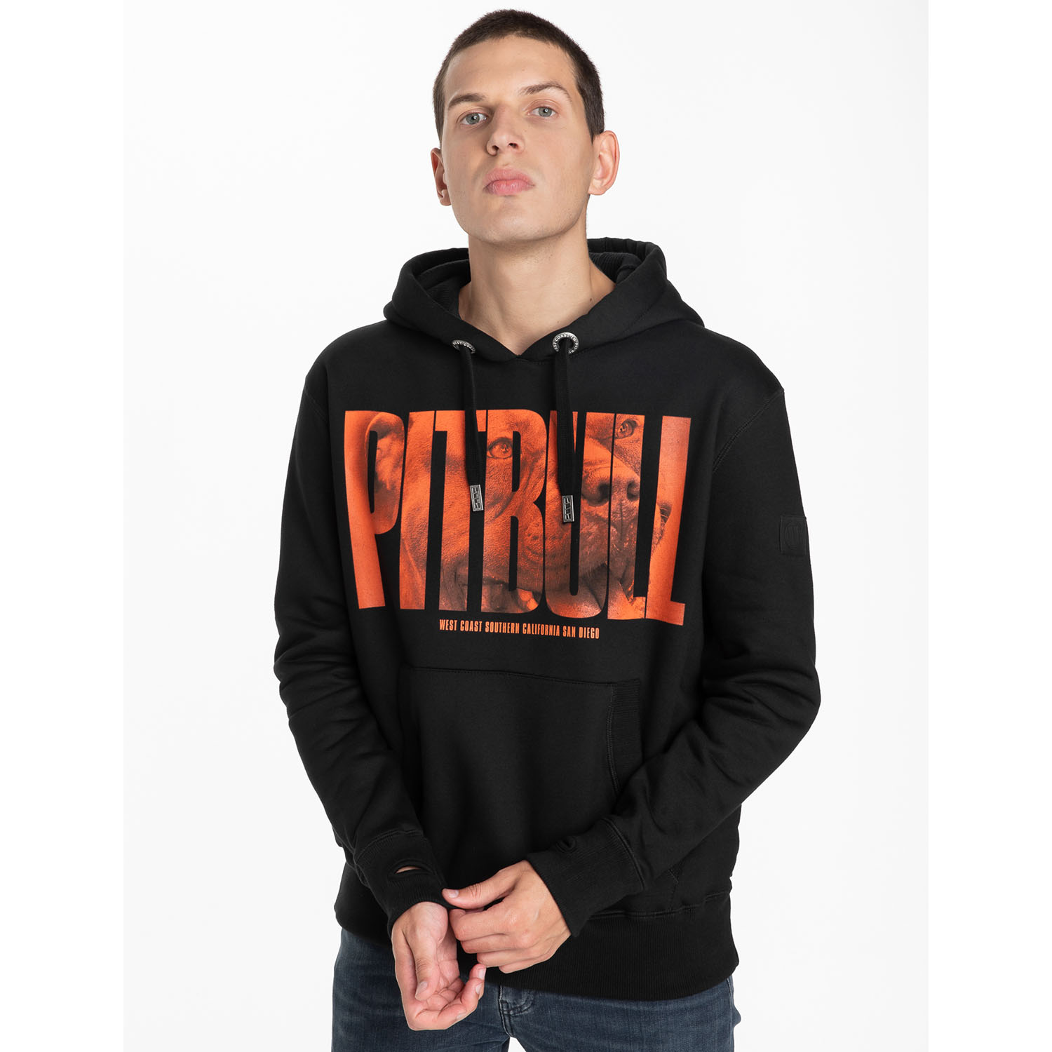 Pit Bull West Coast Hoody, Orange Dog, schwarz, S