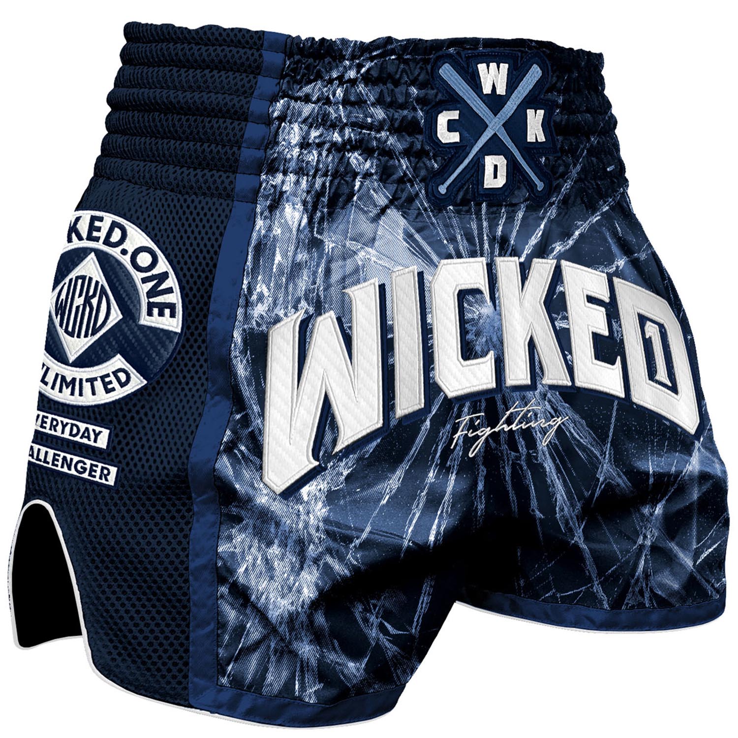 Wicked One Muay Thai Shorts, Trouble, navy, M