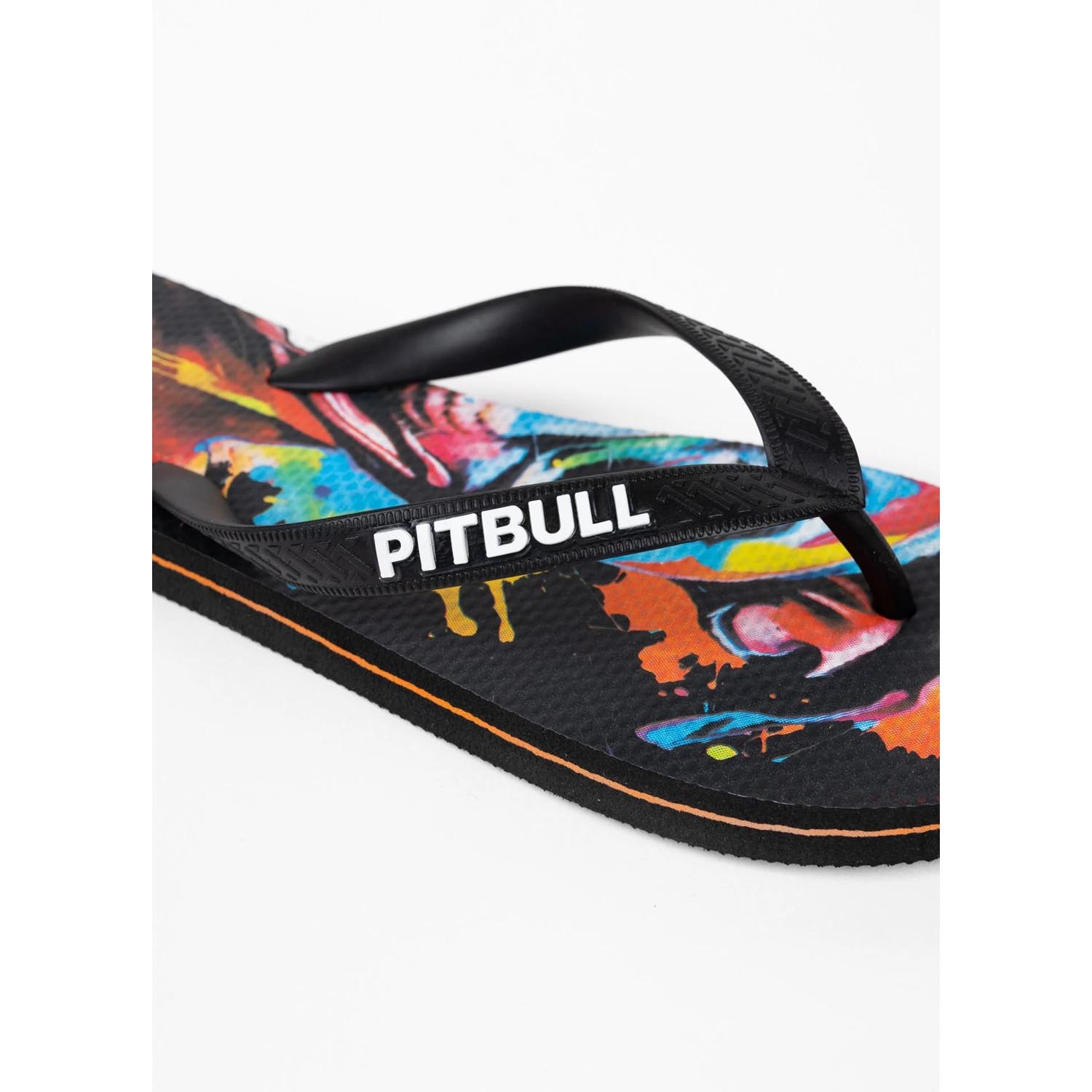 Pit Bull West Coast Flip Flops, Watercolor Dog, black, 46