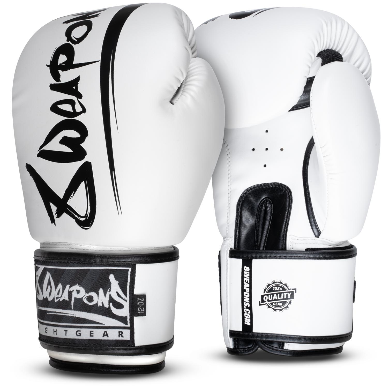 8 WEAPONS Boxing Gloves, Unlimited 2.0, white-black, 12 Oz