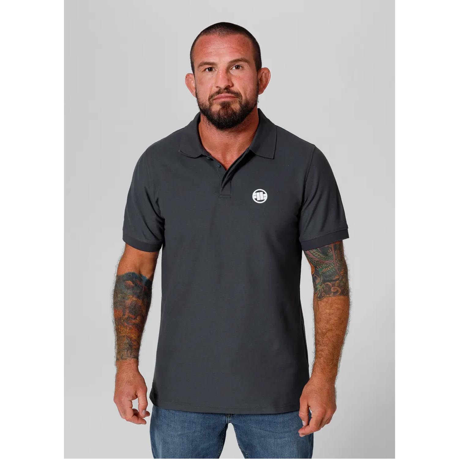 Pit Bull West Coast Polo T-Shirt, Coolmax Rockey, grau, S