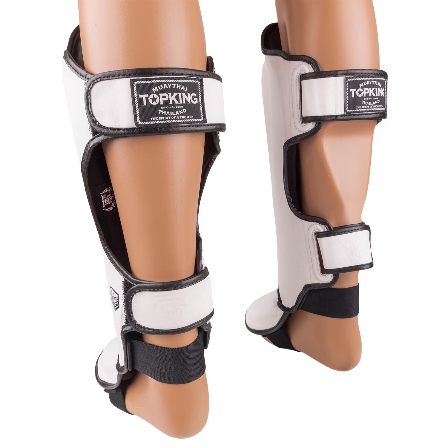 TOP KING BOXING Shin Guard, Pro, white-black, XL
