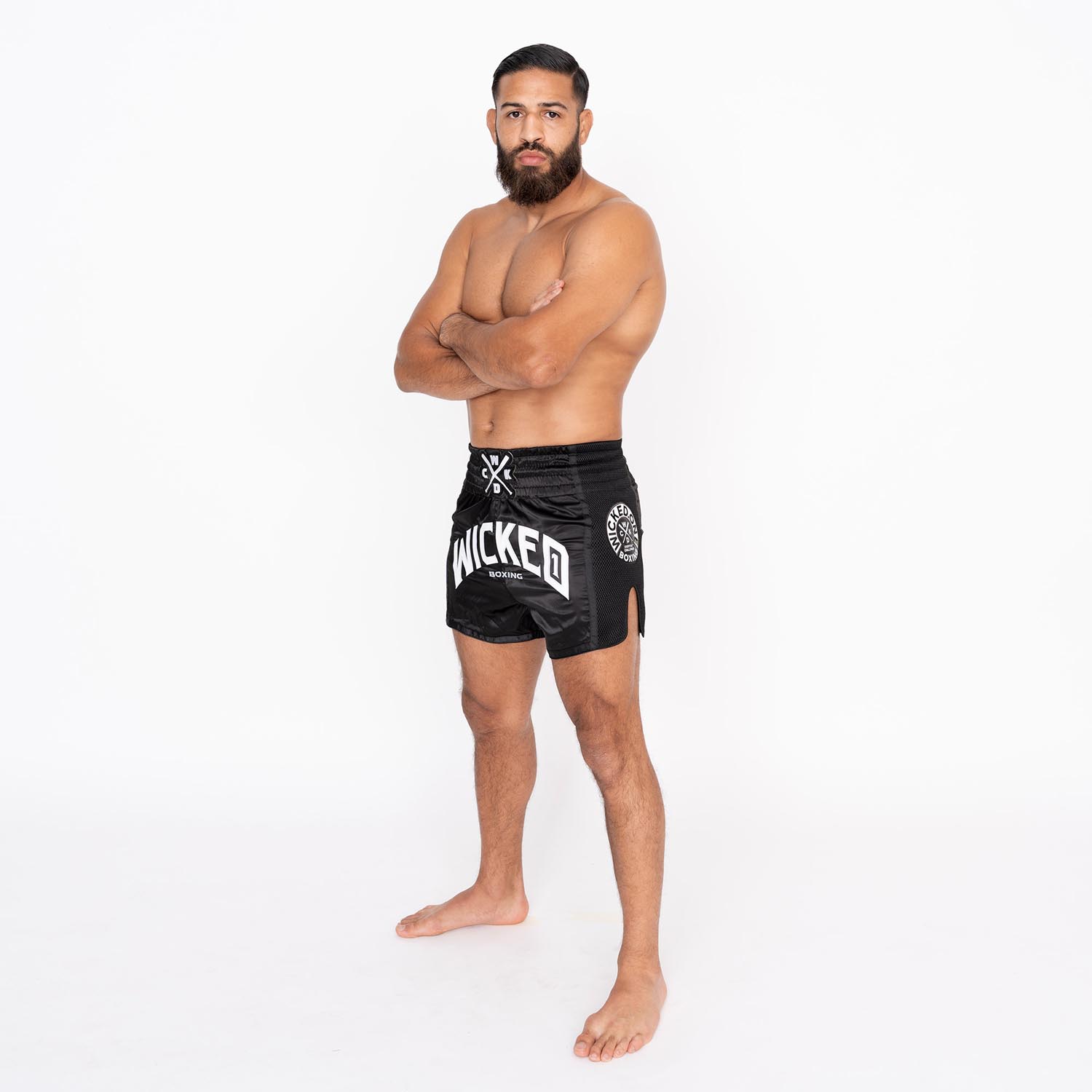 Wicked One Muay Thai Shorts, Block, schwarz, S