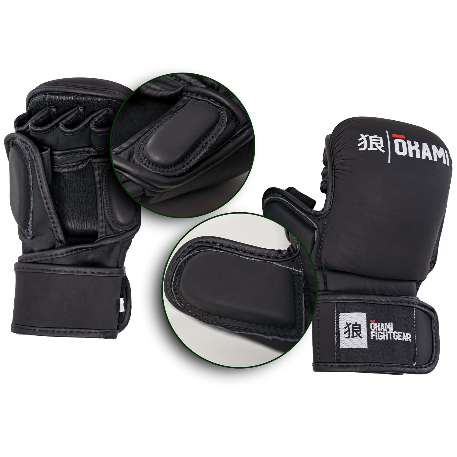 OKAMI MMA Sparring Handschuhe, Hi Pro, schwarz, M