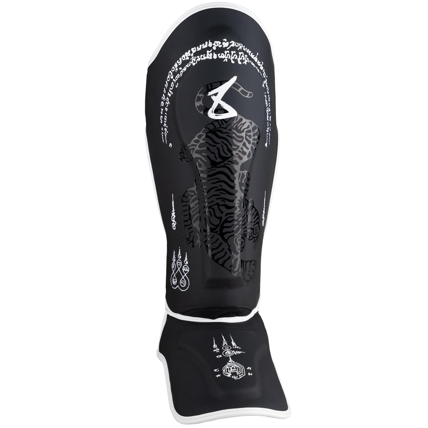 8 WEAPONS Schienbeinschoner, Sak Yant Big Tiger, schwarz-matt, S