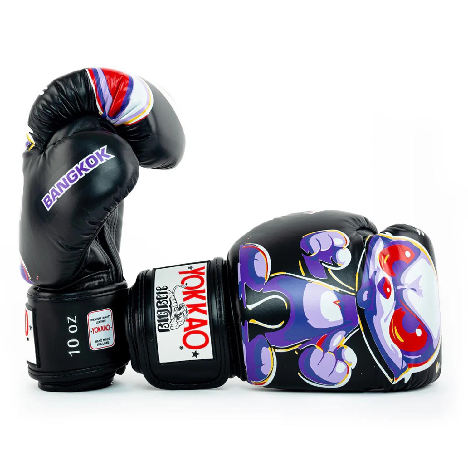 YOKKAO Boxing Gloves, Angry Rabbit, black-purple, 16 Oz