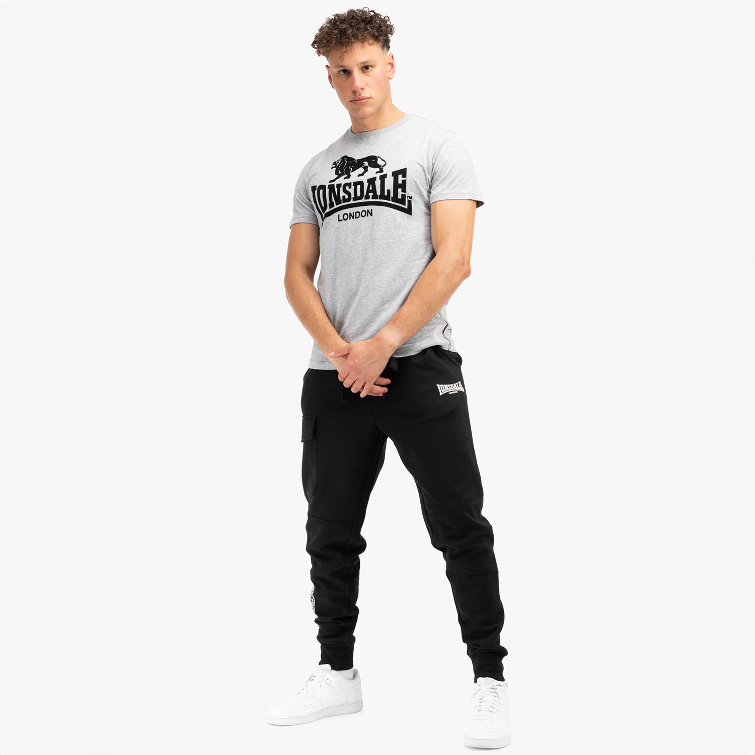 Lonsdale T-Shirt, Tullig, grey-black, M