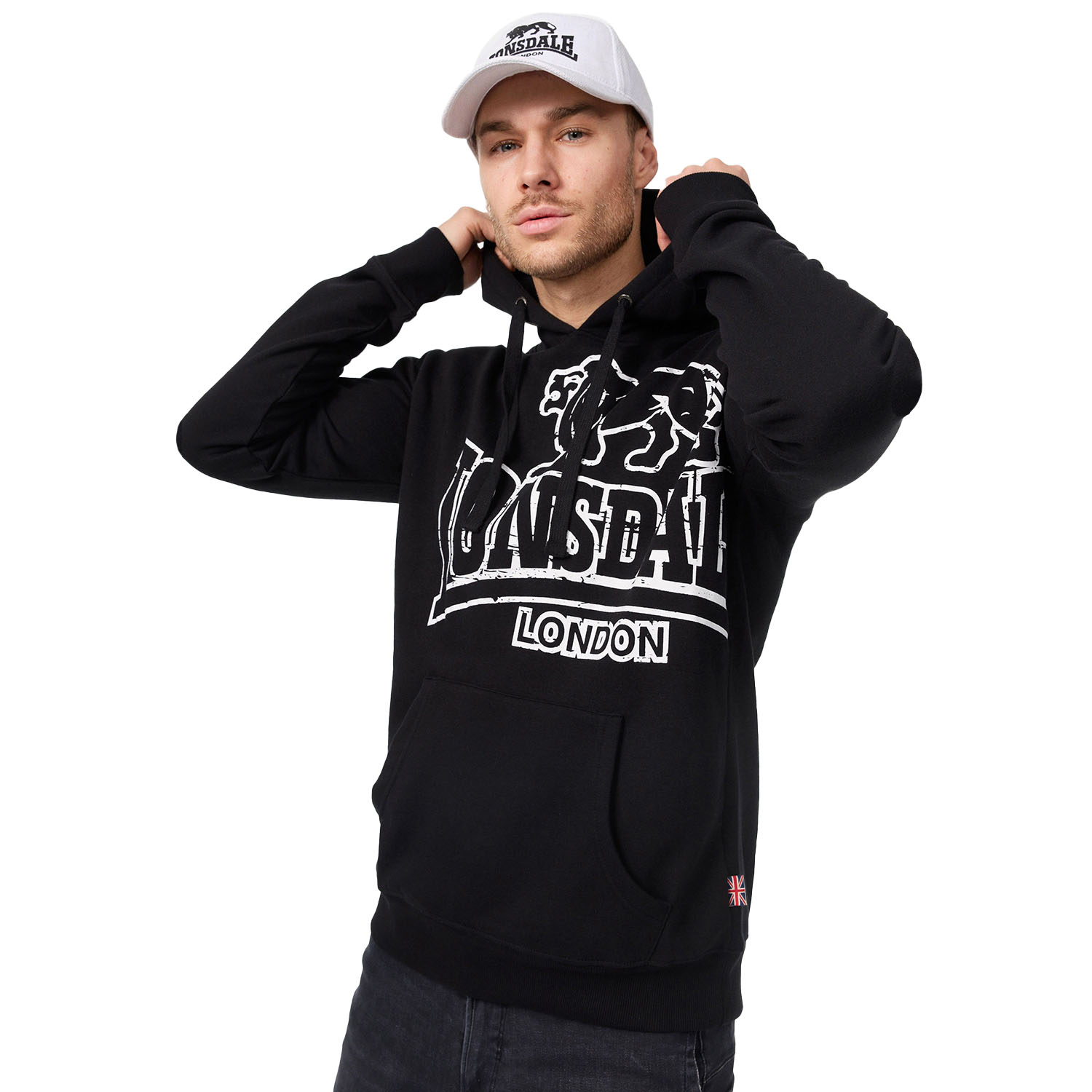 Lonsdale Hoody, Tadley, schwarz-weiß, XL