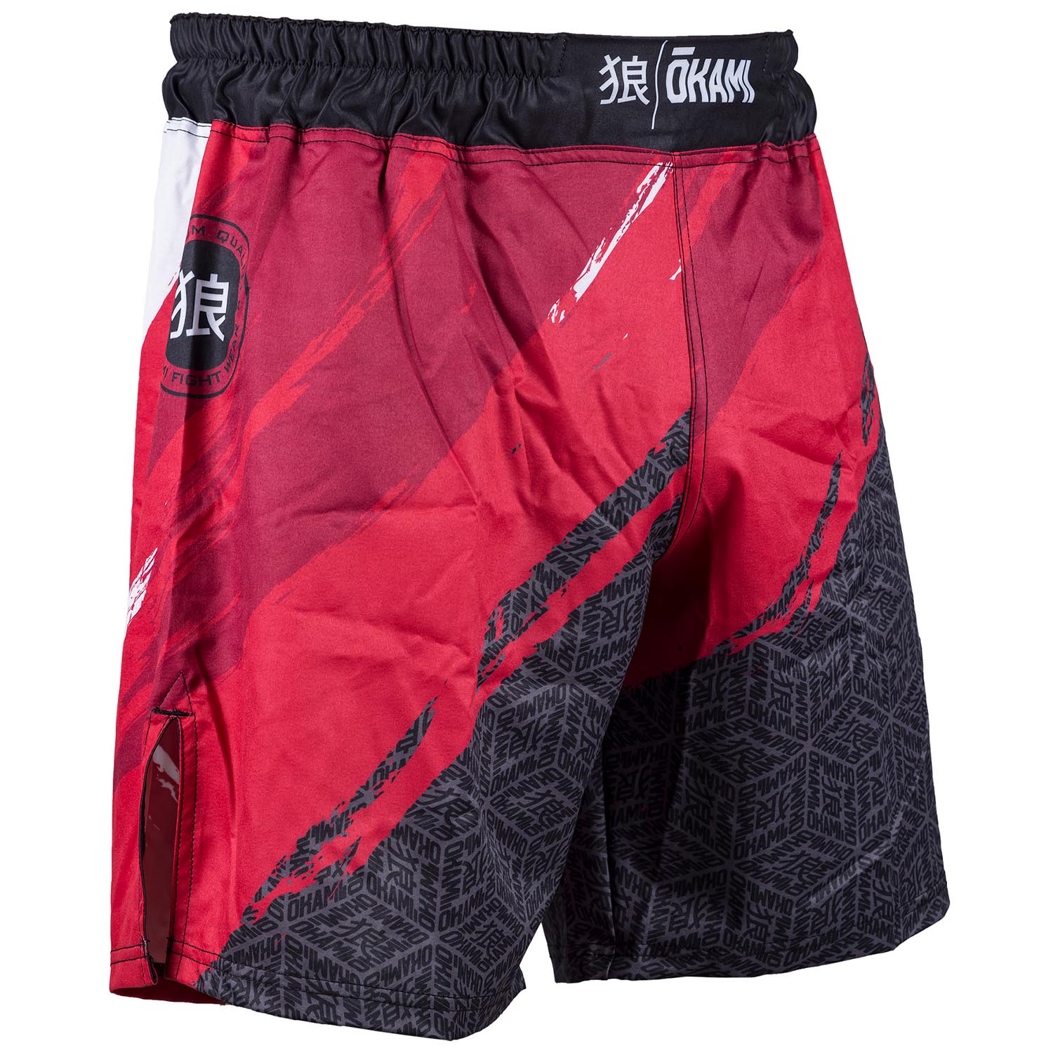OKAMI MMA Fight Shorts, Cube, rot-grey-white, XXL