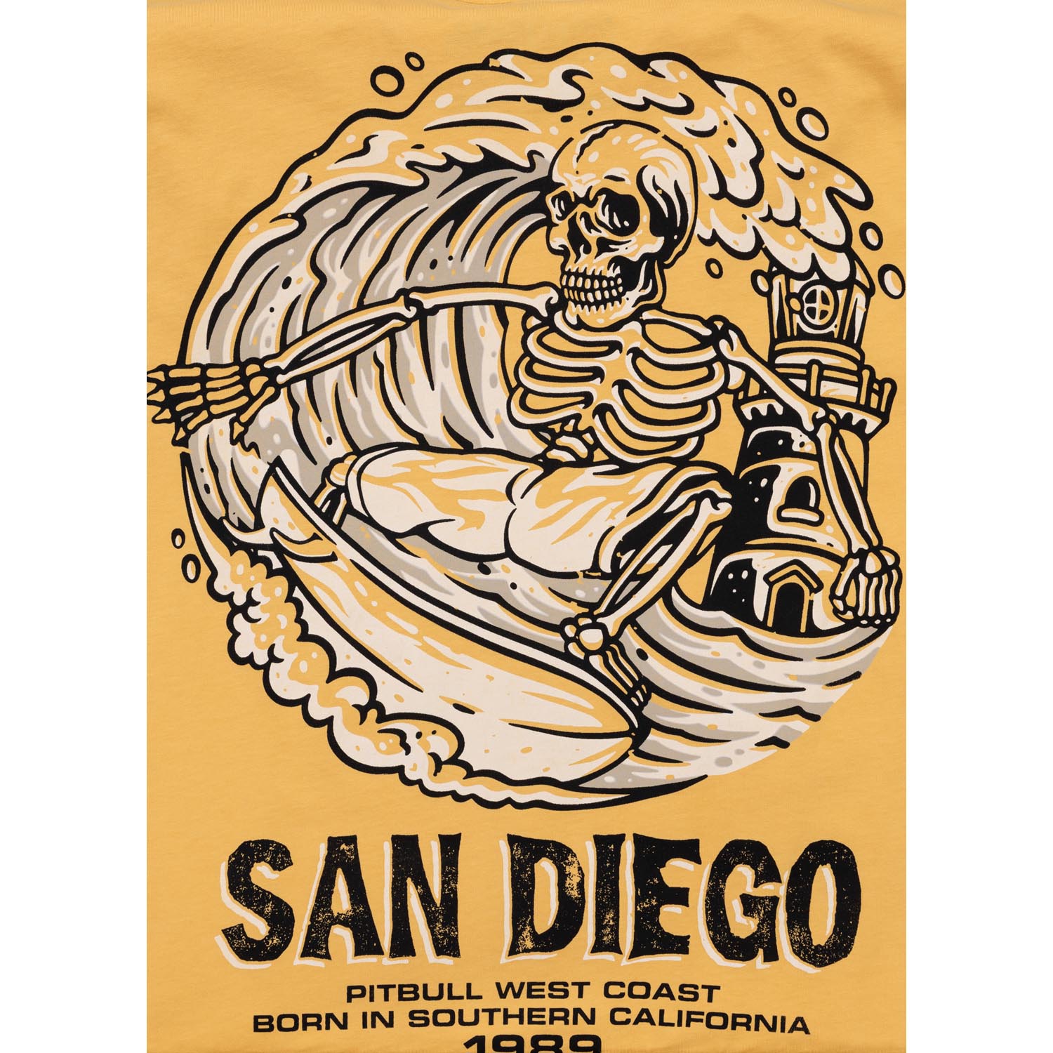 Pit Bull West Coast T-Shirt, Skull Surf, yellow, XXXL