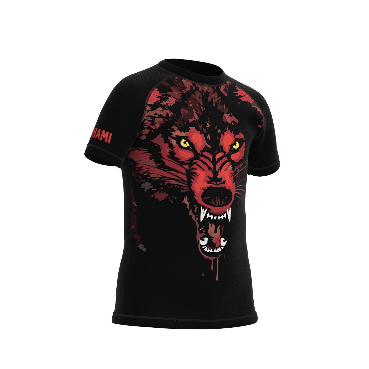 OKAMI Rashguard, Kids, Wolfpack, black-red