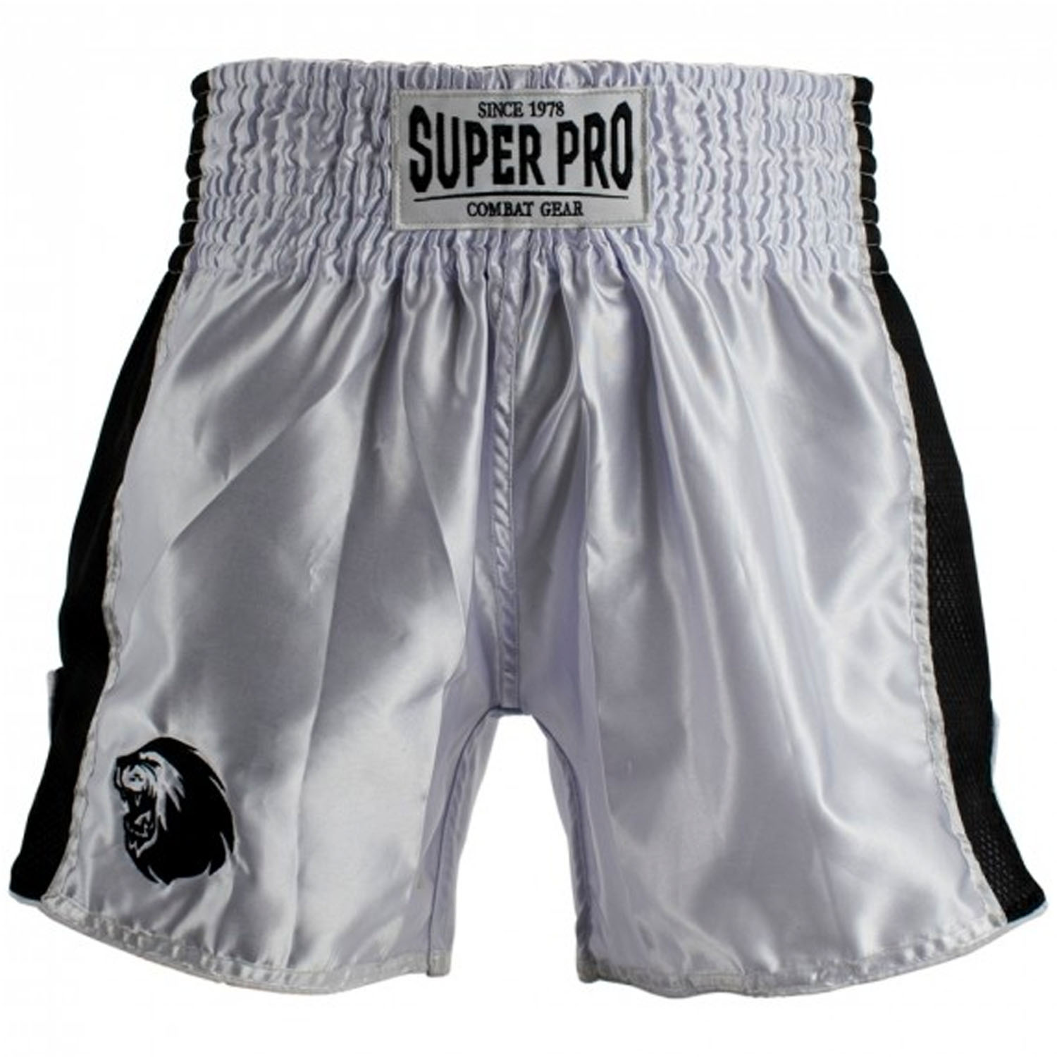 Super Pro, Muay Thai Shorts, Brave, weiß-schwarz, XL